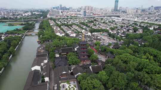 江苏苏州寒山寺历史文化建筑航拍