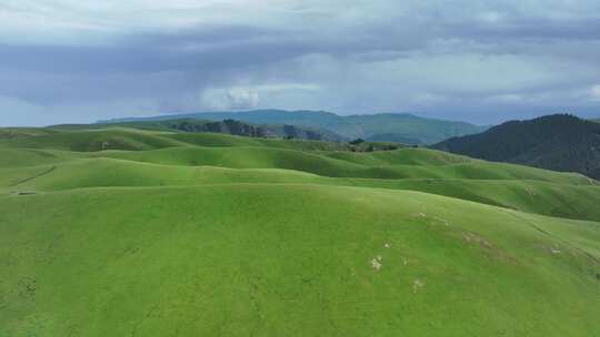 航拍中国新疆夏季山脉草原景观