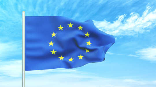 欧盟国旗空中飘扬视频素材模板下载