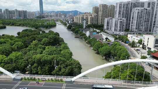 航拍温州南塘文化旅游区南塘大桥视频素材模板下载