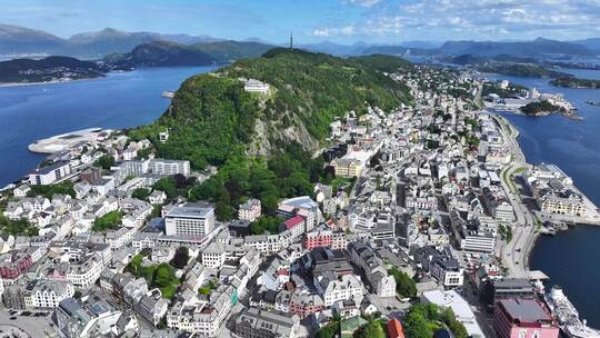 挪威奥勒松，风景如画的城市、岛屿、格林山