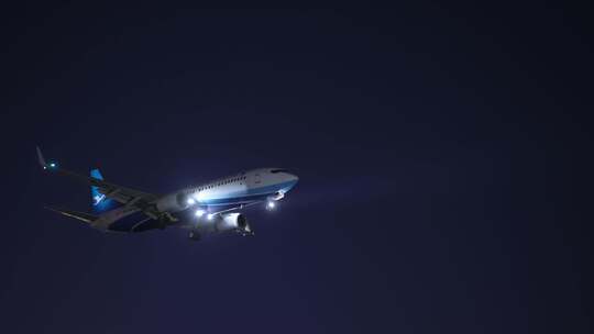 厦门航空  飞机 航班 飞机降落 夜班视频素材模板下载