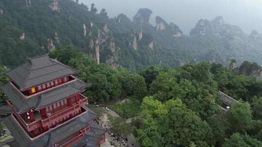 湖南省张家界景区阿凡达取景地奇峰穿云航拍