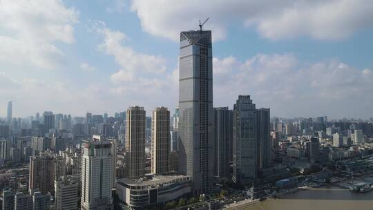武汉城市风光长江两岸高楼建筑航拍