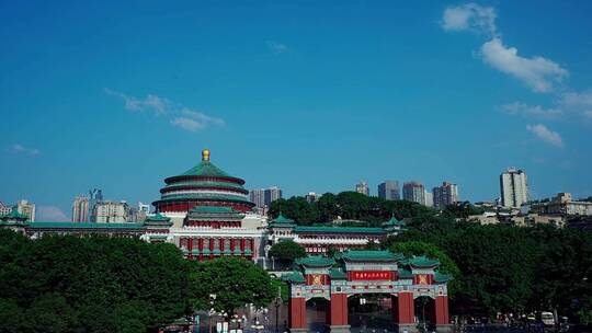 重庆人民大礼堂延时摄影视频素材模板下载