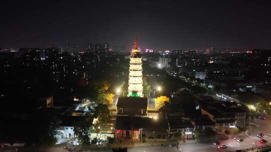 安庆迎江寺振风塔夜景灯光航拍