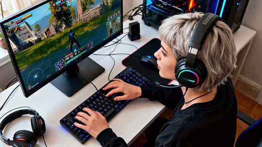 电竞女孩居家游戏 游戏比赛 宅女