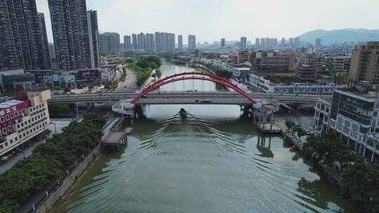 江门地标三十三墟骑楼群城市航拍4K