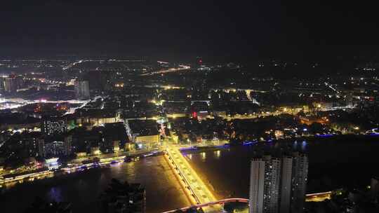 四川德阳城市大景夜景灯光航拍