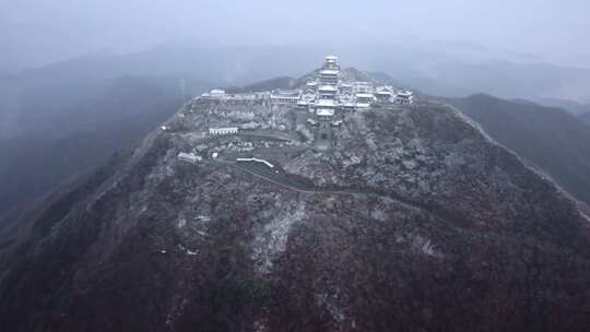 湖北随州大洪山冬季雪景航拍