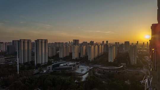 上海嘉定新城住宅楼高楼日落延时