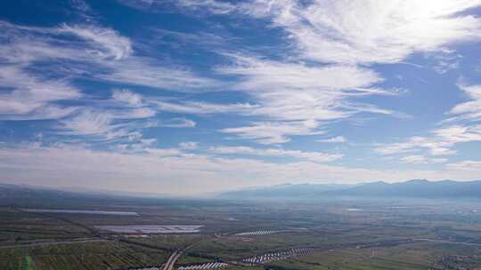 8K山西太行山脉脚下平坦农田土地航拍延时