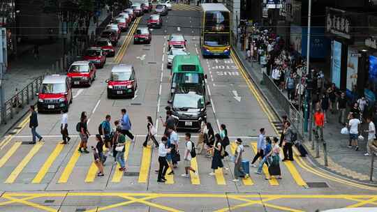 香港街头车流人流