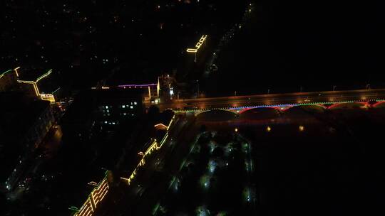 湖南邵阳城步苗族自治县巫水风雨桥桥梁夜景