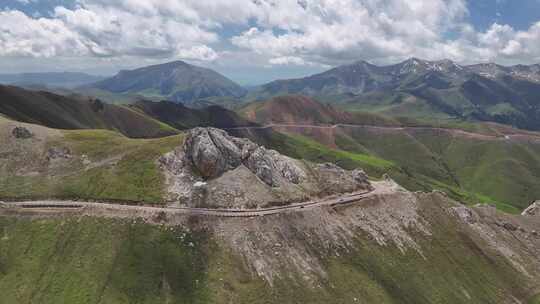 新疆伊犁伊昭公路山谷草原航拍自然风光