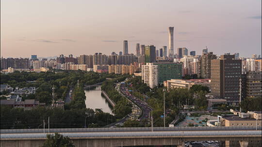 北京东二环CBD与火车延时4K