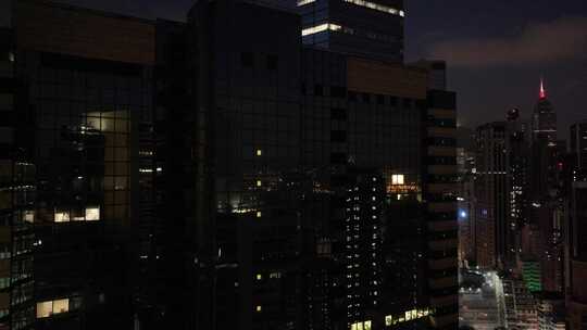 香港湾仔区写字楼夜景航拍