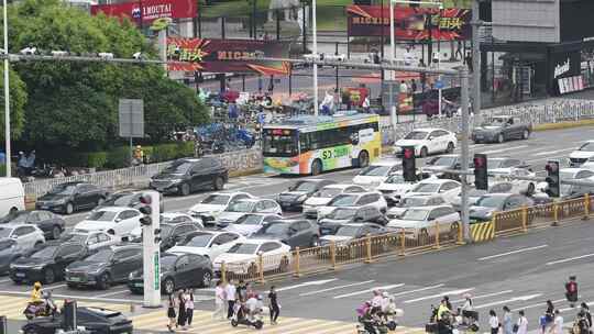 东莞市区中心繁忙交通实拍