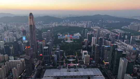 深圳福田CBD大湾区平安大厦夜景蓝调航拍