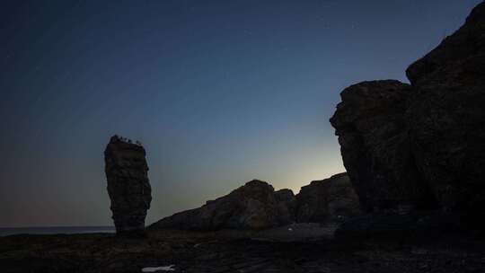 大连海岸线 海蚀柱 星空延时