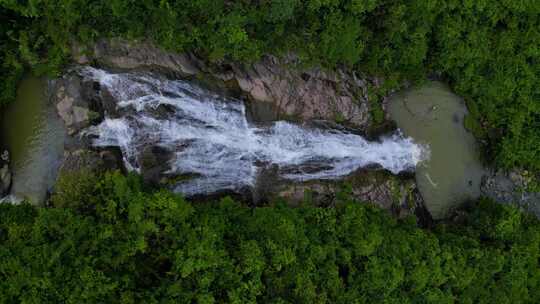 航拍深圳马峦山碧岭瀑布群风光