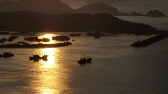 福建霞浦清晨日出航拍