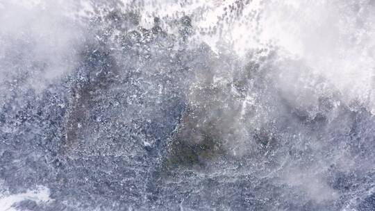 4k航拍恩施雪山雾凇峡谷风光