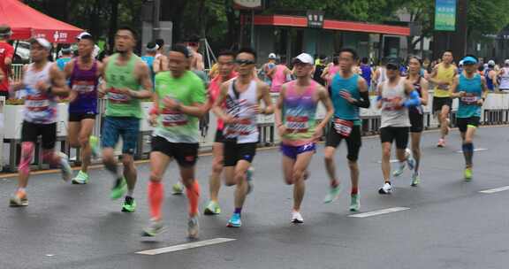 苏州马拉松 人群奔跑 高新区CBD街道