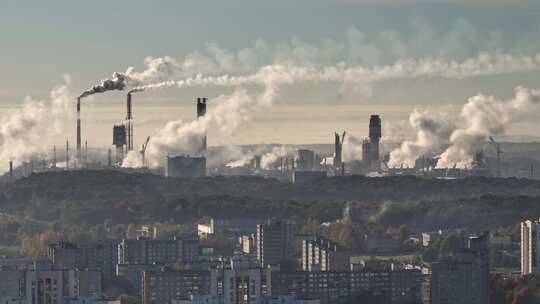 工业园区碳排放大气污染视频素材模板下载