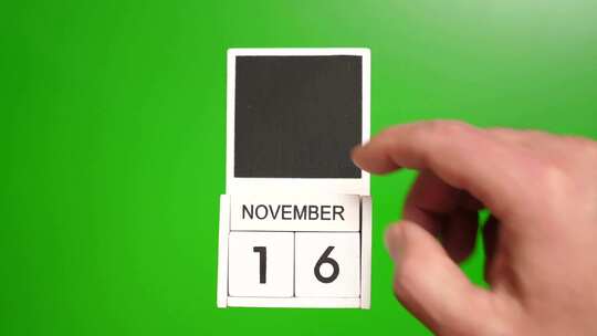 11.绿色背景上日期为11月16日的日历