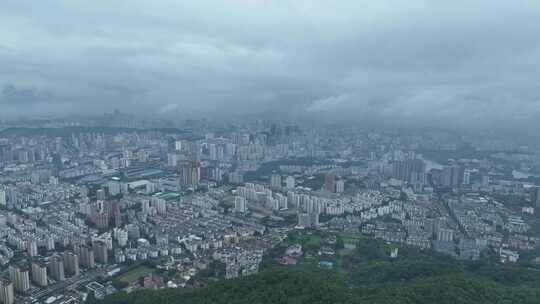 福州晋安区大景航拍鼓楼区城市阴天建筑风光