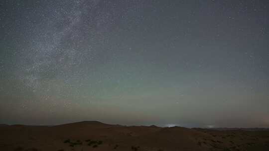 腾格里沙漠星空银河延时