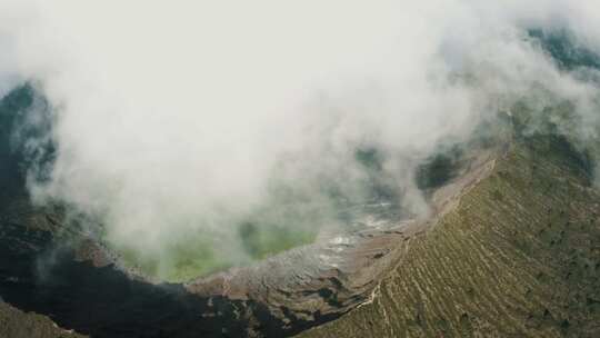 火山，墨西哥，火山口湖，雾