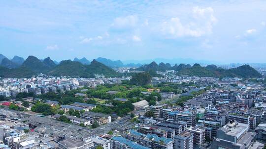 桂林独秀峰王城景区靖江王府航拍市区全景