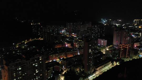 福建南安溪美夜景郑成功车流转盘交通航拍