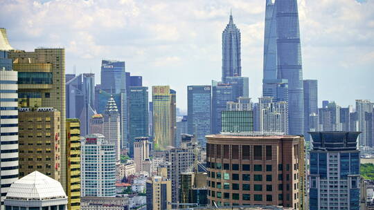 城市大厦大楼航拍上海