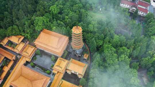 杭州临安天目山禅源寺意境航拍