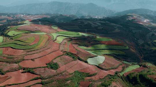 云南旅游农业宣传风光东川红土地斑驳色块
