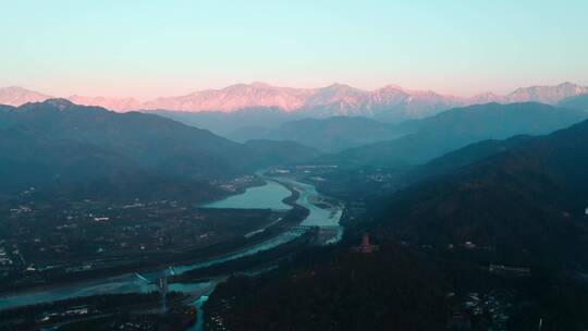 【4k】都江堰 都江堰雪山 都江堰水利工程