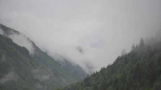 4K雪山在云雾中渐渐显现