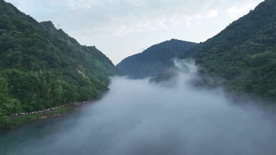 中国湖南郴州小东江仙气缭绕航拍