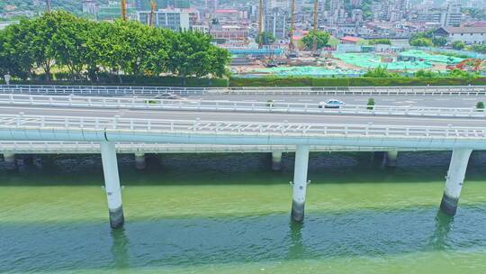 厦门航拍演武大桥建筑风光视频素材模板下载