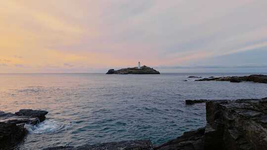 灯塔，海洋， Godrevy，岛