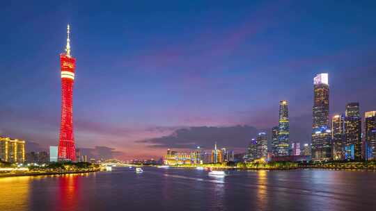 广州城市夜景风光延时航拍合集4K