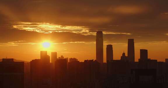 长沙黄昏落日耀眼光芒【延时】