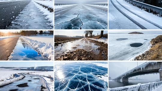 结冰的路面 冬日结冰路面风光