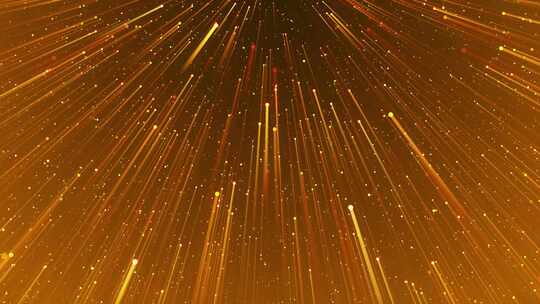 金色粒子聚集 粒子光线上升 金色背景