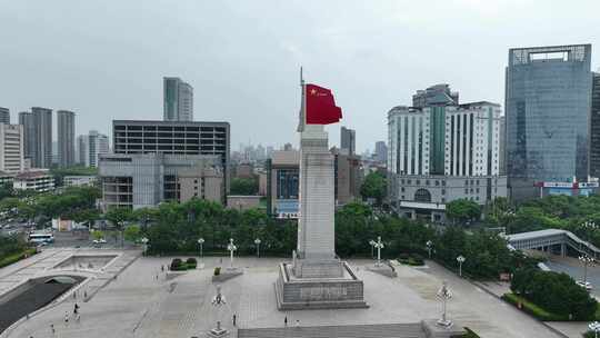 南昌市八一广场航拍八一南昌起义纪念塔建筑