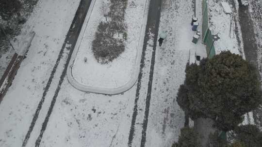 冬季雪景公园航拍