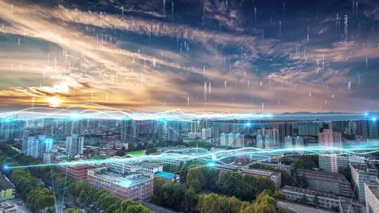 科技未来智慧城市数字城市城市光线